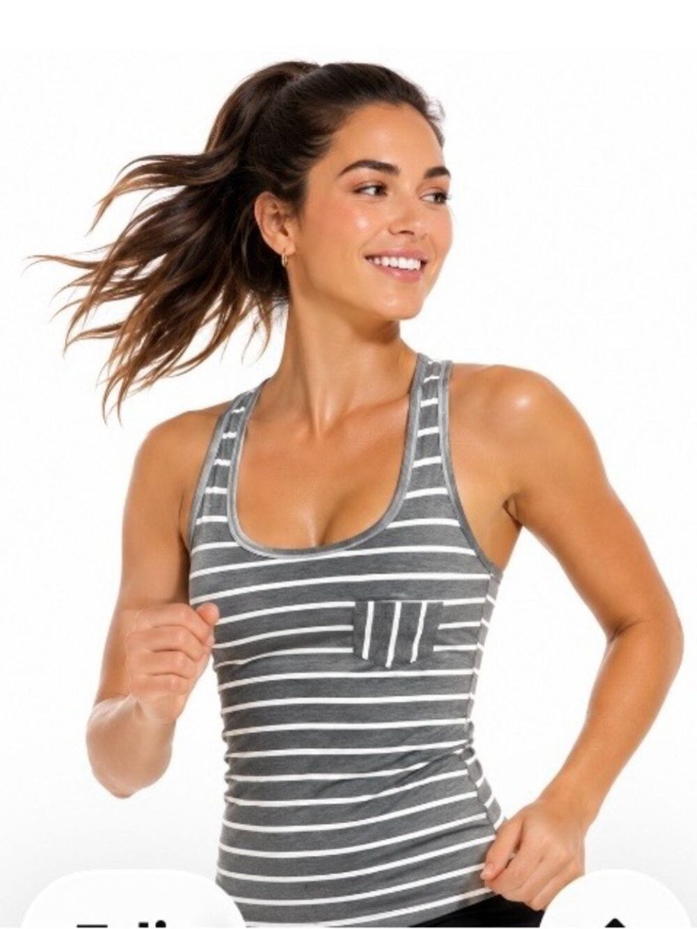 Marika Tek Dry-Wik Performance Wear Gray Striped Tank